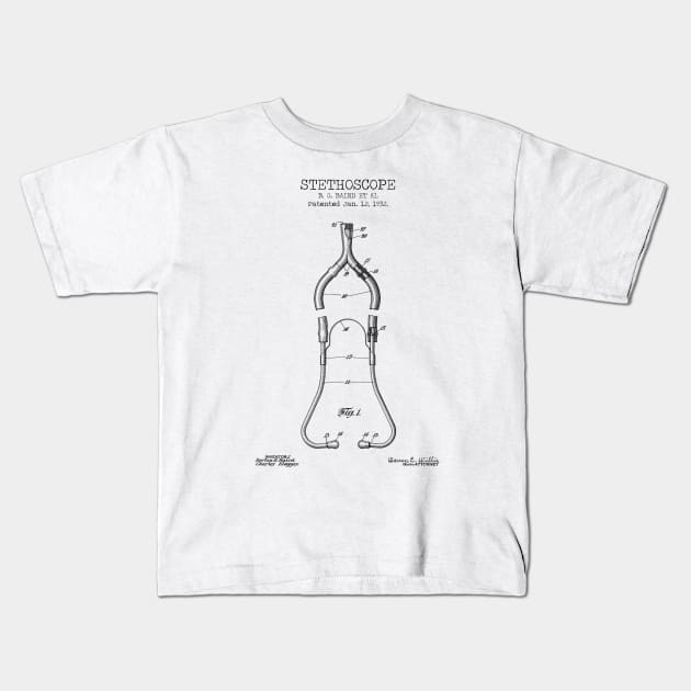 STETHOSCOPE patent Kids T-Shirt by Dennson Creative